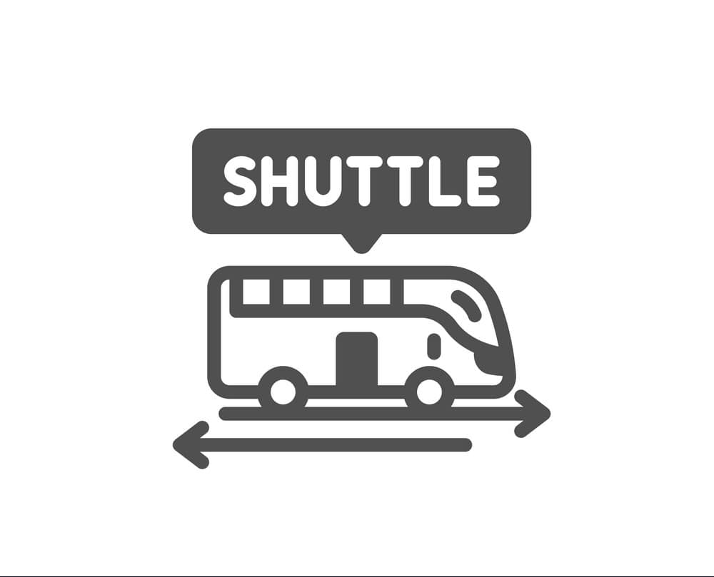 Shuttle bus icon. Airport transport sign. Transfer service symbol. Classic flat style. Quality design element. Simple shuttle bus icon. Vector